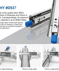 20 Inch Rugged Heavy Duty Drawer Slide With Lock, 2 Inch Width, 125 Lb Load Capacity, 3 Fold Full Extension detail image