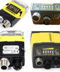 Cognex In-Sight 7000 9000 vision system with M12 A-coded connectors for industrial automation sensors and cameras.