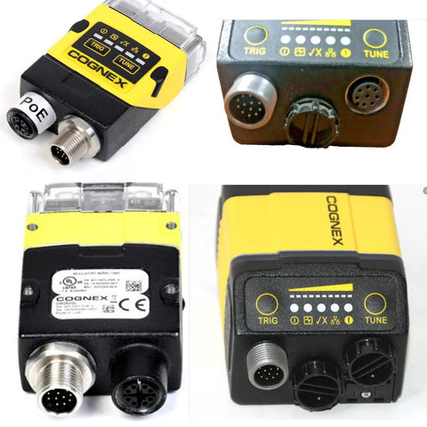 Cognex In-Sight 7000 9000 vision system with M12 A-coded connectors for industrial automation sensors and cameras.