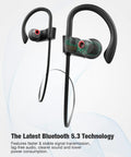 U18 True HD Bluetooth Earbuds Wireless Headphones For Gym And Running, IPX7 Sweatproof Sports Earbuds with ear hooks