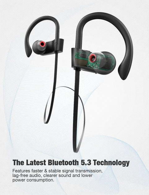 U18 True HD Bluetooth Earbuds Wireless Headphones For Gym And Running, IPX7 Sweatproof Sports Earbuds with ear hooks