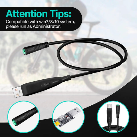 Ebike Programming Cable for BAFANG UART BBS01B BBS02B BBSHD Mid Drive Motors USB Cable to Tweak Settings and Unlock Full Throttle in PAS Levels 1 Through 9