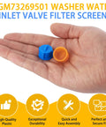 4-Pack Washer Water Filter Screen Set With Two Hot Orange And Two Cold Blue Screens Replacement Inlet Valve Filters held in hand