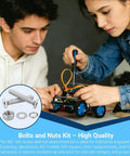 Two people working on a DIY project using Beefy All In One Metric Machine Screw Kit with visible M2-M5 screws and electronics.
