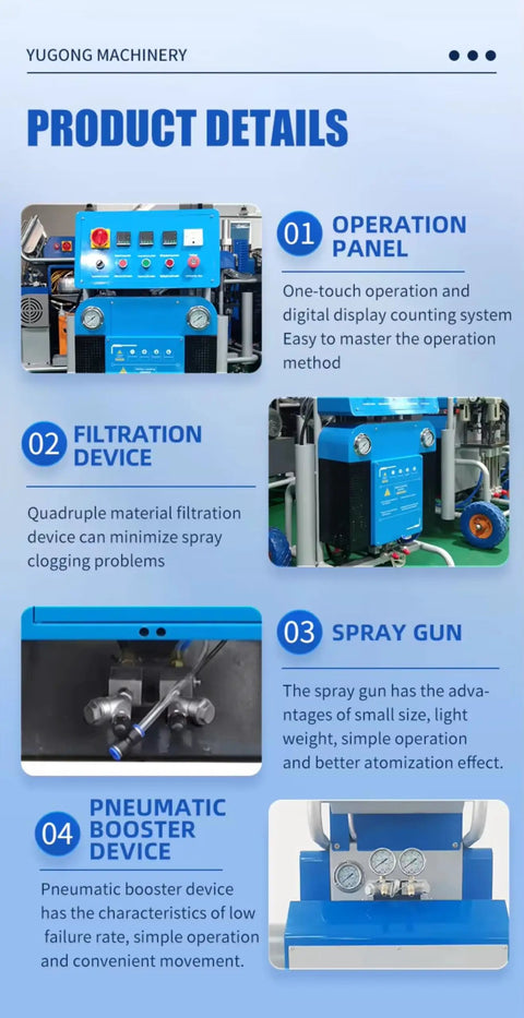Heavy Duty Polyurea Spraying Machine And Hydraulic Coating Equipment For Professional Waterproofing Projects. Control panel and filtration device.