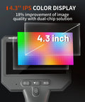 Triple Lens Borescope Pro Grade 1920P HD Endoscope with Light showing 4.3 inch IPS screen for improved image quality