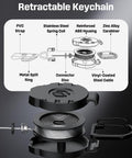 Diagram and parts of Heavy Duty Retractable Keychain With Carabiner Badge Reel For ID Holder Up To 8 Oz Pro Grade Stainless Steel Spring