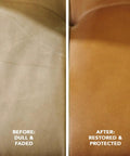 Before and after using Leather Cleaner And Conditioner That Deep Cleans, Brings Back Soft Supple Leather And Guards Against Cracking.