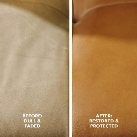 Before and after using Leather Cleaner And Conditioner That Deep Cleans, Brings Back Soft Supple Leather And Guards Against Cracking.