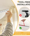 No Drill Self Adhesive Curtain Track For Ceiling Or Wall Mount 5.4 Feet Long Unbendable And Cuttable Supports Up To 18 Pounds Lightweight Durable Plastic Ideal For RV Windows Living Room Bedroom Curtains, tool-free install