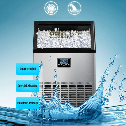 No Fuss Countertop Ice Maker Machine With Fast Freezing Self Cleaning Build And Ultra Quiet Operation For Bars Restaurants Homes Or Offices, showing ice cubes.