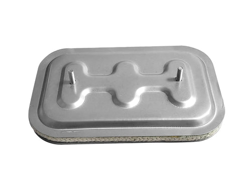 Duct access door, 10 x 6 inches, metal with gasket for high-temperature grease duct, front view