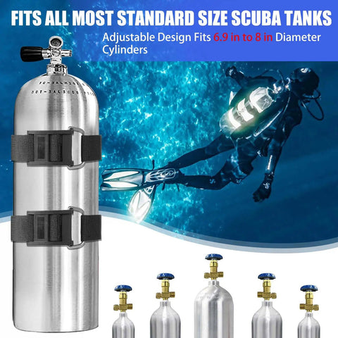 Scuba Diving BCD Tank Strap With Quick Release Cam Buckles And No Slip Pads Adjustable And Rugged Dive Tank Band fits standard tanks
