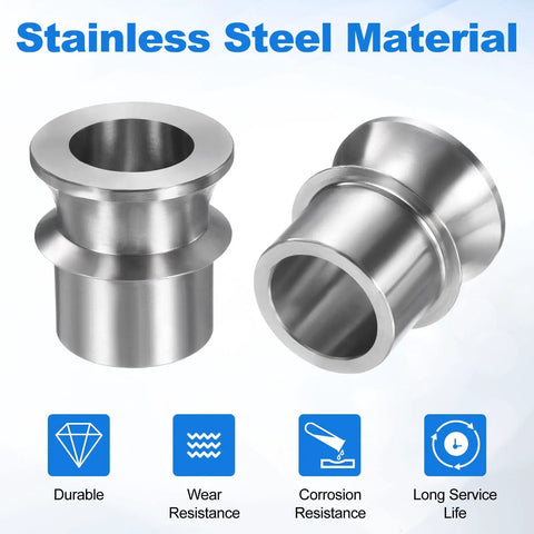 Pro Grade Stainless Steel High Misalignment Spacers For Rod Ends Industrial Precision Bearing Shims shown from the front and side.