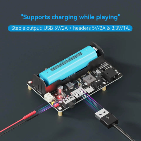 MPPT Solar Charging Controller For 5 To 24V Panels, USB C Fast Charge For 3.7V Li Ion Batteries, shown with USB connections