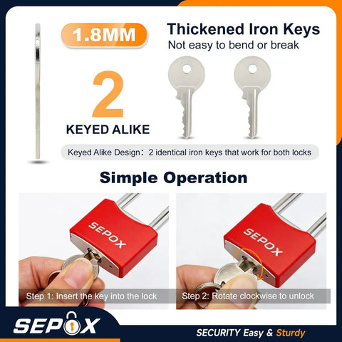 Heavy Duty Padlock 2 Pack Featuring Long Shackle And All Weather Vinyl Coating Tough As Nails Security For Gates Sheds Fences Toolboxes Comfy Non Slip Grip Keyed Alike Pair In Vivid Red