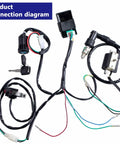 Complete Wiring Harness Kit With Kill Switch Ignition Coil CDI Box Spark Plug Rebuild For Kick Start Dirt Bike ATV Go Kart 50cc To 160cc 4 Stroke Buggy diagram