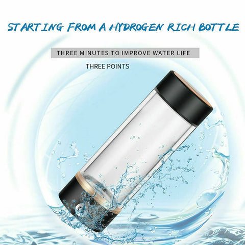 Slick Portable Hydrogen Rich Water Bottle Generator With Rapid Three Minute Electrolysis And Top Shelf Pem Tech in water splash.