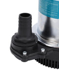 Close-up of the outlet hose connection on the Badass Cordless Submersible Sump Pump With Supercharger 24000mAh Battery.