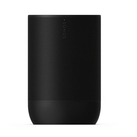 Front view of Move 2 Black Portable Bluetooth Speaker with dual tweeters for rich stereo sound and water resistant design.