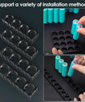 Close-up of 4x4 holders organizing batteries, part of the 80 level adjustable portable spot welder kit