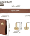 Product dimensions for 12 Pack Brown Leather Drawer Pulls With Single Hole Mount for kitchen cabinets and furniture hardware.