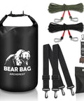 Waterproof 10L Bear Bag Hanging Kit With Heavy Duty Ropes Magnetic Bear Bell Carabiners Rock Pouch for Camping