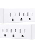 Two white 3-Outlet Wall Tap Extender 2 Pack Grounded Power Splitter For Home Office Dorm Use, 3-Prong Adapters, Indoor White UL Listed