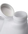 Close-up of Two Pack Two And A Half Gallon Hedpak Liquid Storage Containers With Cap Food Grade HDPE Plastic Natural Color Heavy Duty Cap With Foam Liner Tight Seal For Shipping And Storing Liquids