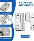 4 Pack 1.5 Inch Stainless Steel Lift Off Hinges With Screws Detachable Slip Joint Flag Hinges For Wooden And Metal Doors Cabinets And Boxes Left Handed 304 Stainless Steel Durable And Easy To Install