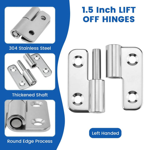 4 Pack 1.5 Inch Stainless Steel Lift Off Hinges With Screws Detachable Slip Joint Flag Hinges For Wooden And Metal Doors Cabinets And Boxes Left Handed 304 Stainless Steel Durable And Easy To Install