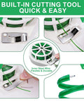 Image of 2 Pack Twist Ties For Garden Plants With Cutter 525 Feet showing built-in cutting tool and flexible green ties.