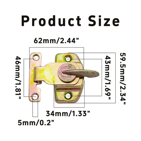 Heavy Duty Metal Table Locks Built Tough Align N Lock Furniture Connectors With Included Mounting Screws Premium Gold Finish Extension Table Buckles showing product dimensions.