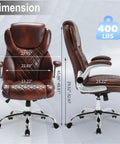 Big And Tall Leather Office Chair With Flip Up Arms High Back Executive Desk Chair On Wheels ergonomic design with dimensions