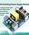 Switching Power Regulator Module With Over Current And Short Circuit Protection For 180W 36V Industrial Use Great For Pro Shops Makers And Small Equipment In Tight Spaces With Stable Efficient Power. 180W 36V AC-DC module with heatsinks and terminal blocks
