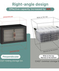 Heavy Duty Lockable Plastic Storage Bins 8 Pack Collapsible Stackable Organizers with right-angle design and size comparison.