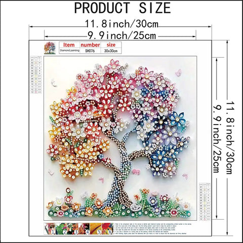 5D Diamond Painting Kit For Adults Beginners Colorful Flower Tree Special Shape Full Drill Diamond Art Dots Gem Craft Set