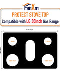 Diagram of 30 Inch Gas Cooktop Saver Mat With Whole Piece Design showcasing dimensions and burner cutouts.