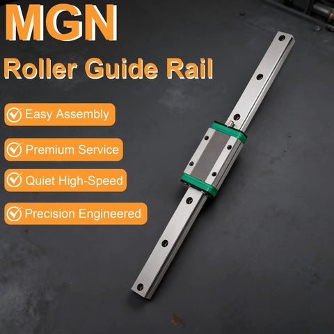 MGN Type Guide Rail Kit For Pro Grade Linear Motion With High Precision And Smooth Friction 100-600mm Adjustable Length For CNC And 3D Printers With One Rail And One Slider MGN15H 100mm shown, featuring easy assembly and precision engineering.