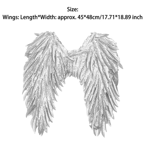 Metallic shiny angel wings foil tinsel headband for Halloween costume party, one size, detailed view of plastic wings