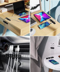 Upgraded Silicone Cable Clips Holder Self Adhesive Cord Management Organizer for desktop and bedside shown in various settings