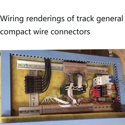 Plug In DIN Rail Terminal Blocks For Easy Screwless Wire Insertion Universal Compact Connector Set in an electrical panel