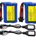 2 Pack 7.4V 1200mAh Li-ion RC Boat Battery With SM 4P Connector And USB Cable Replacement For HJ808 HJ823 2.4GHz Remote Boats