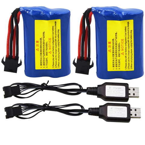 2 Pack 7.4V 1200mAh Li-ion RC Boat Battery With SM 4P Connector And USB Cable Replacement For HJ808 HJ823 2.4GHz Remote Boats