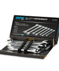 Ultra Thin Open End Wrench Set, Metric 6 To 19 Mm, 7 Piece displayed in packaging, low profile heads, forged steel for durability