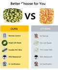 Comparison chart of Warm White 200 LED Christmas Lights 66ft Outdoor Indoor String Light with Remote Control 8 Modes Memory Timer Plug In Green Wire vs others