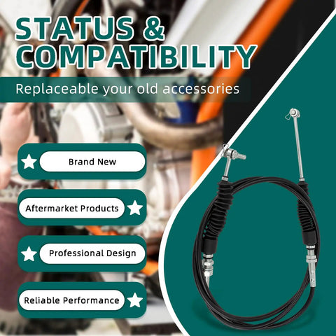 Beefed Up Heavy Duty Gear Selector Shift Cable For Polaris Ranger 400 500 800 2010 2011 2012 2013 2014 Replacement Part 7081753 7081614 High Quality Drive Train Cable black cable assembly with metal fittings