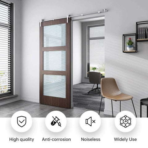 Heavy Duty 6 Ft Stainless Steel Sliding Barn Door Hardware Track Kit For 30 To 36 Inch Single Door Anti Rust Anti Corrosion