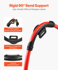 20 Pack One Half Inch PEX Tubing Bend Support 90 Degree Elbow Clamp With Nail Tab showing red pipe and clamp details.