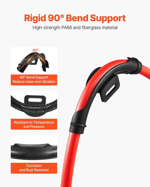20 Pack One Half Inch PEX Tubing Bend Support 90 Degree Elbow Clamp With Nail Tab showing red pipe and clamp details.